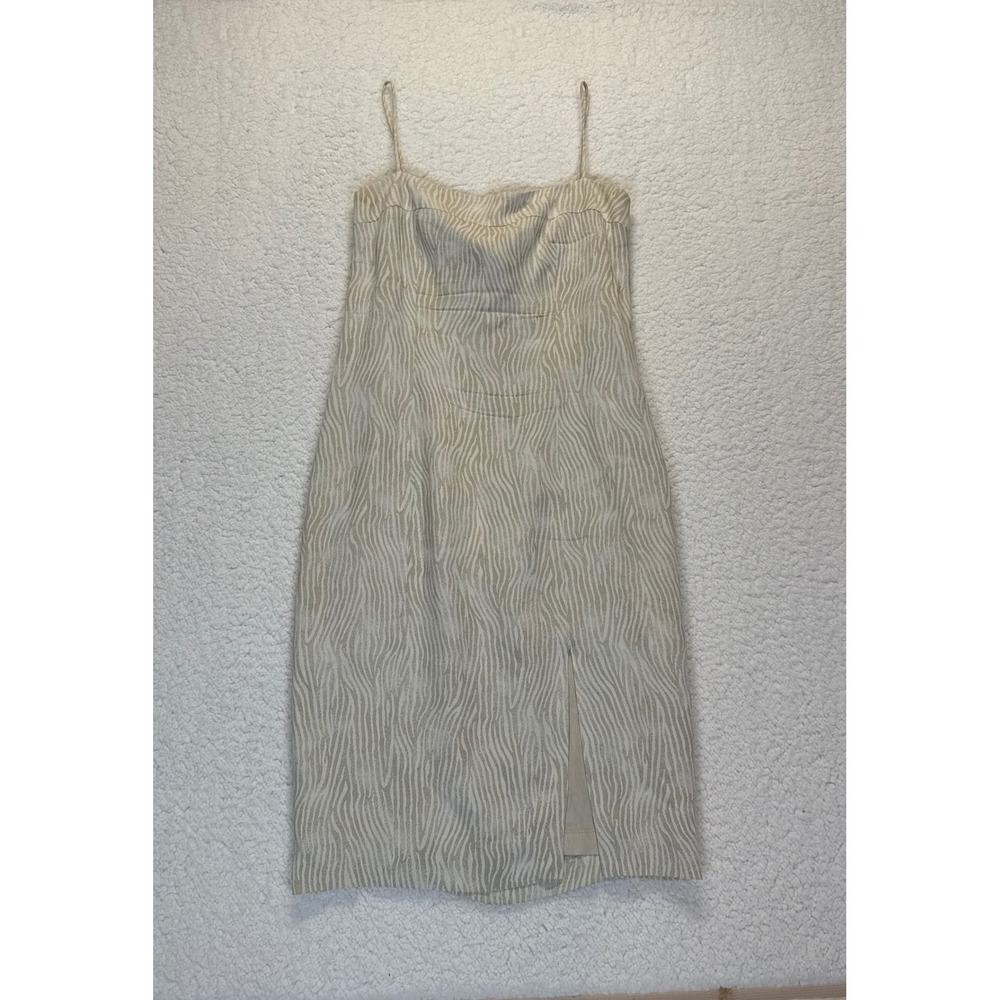 TAIGA PARIS Zebra Print Slip Dress Side Slit Spaghetti‎ Strap Size 4